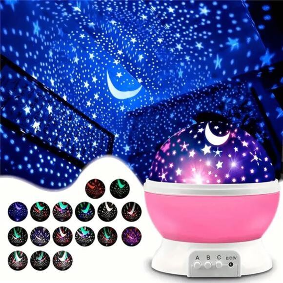 USB Powered Starry Night Light – 12 Color Modes, 360° Rotating Table Lamp - Picture 5 of 6